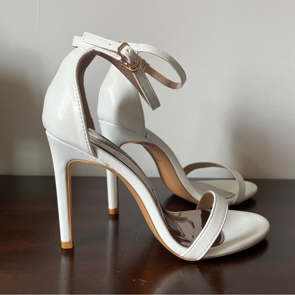 White Stiletto Sandal Heel with Strap - Picture 2 of 7